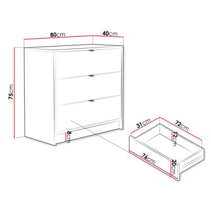 Συρταριέρα TIRENO 75x80 cm σε μπεζ απόχρωση