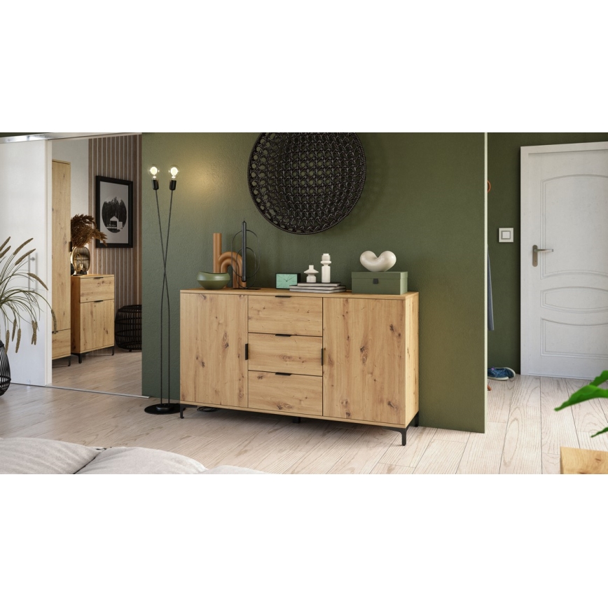 Συρταριέρα με συρτάρια και πόρτες LORA σε απόχρωση artisan δρυς