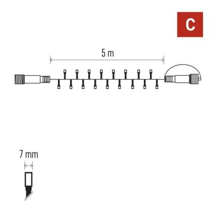 Συνδέσιμη γιρλάντα 50xLED/5m IP44 ψυχρό λευκό