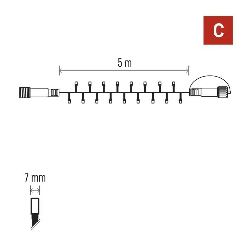 Συνδέσιμη γιρλάντα 50xLED/5m IP44 ψυχρό λευκό