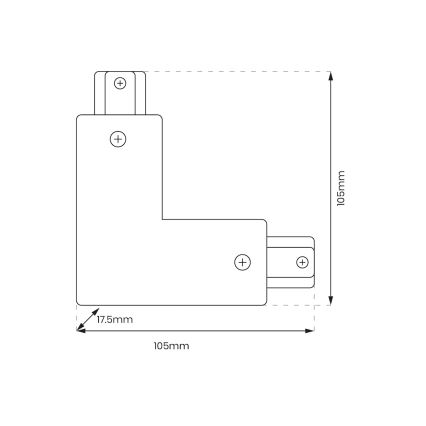Σύνδεσμος για φωτιστικά σε ράγα 1-φασικός τύπος L + τροφοδοτικό μαύρο