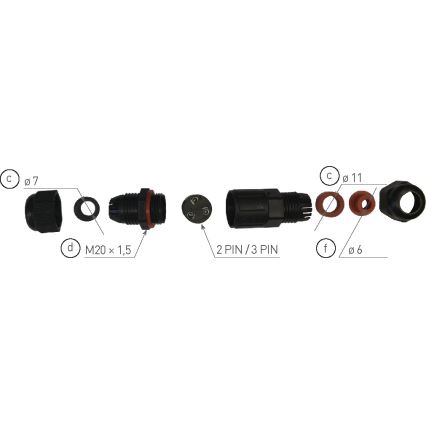 Σύνδεσμος καλωδίου CSJ 250V/250A IP68 2x1,5 mm²