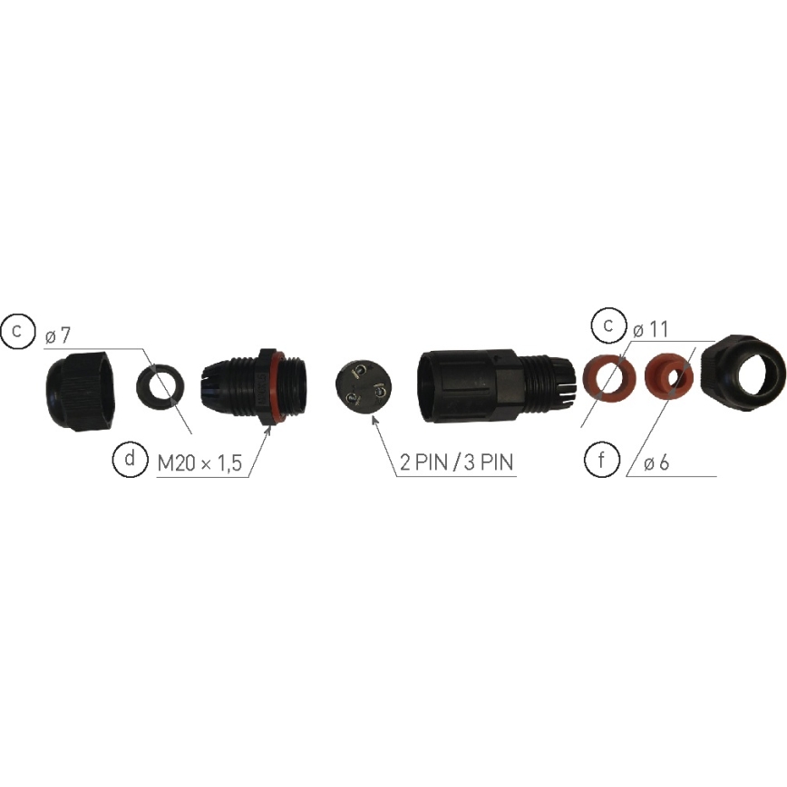 Σύνδεσμος καλωδίου CSJ 250V/250A IP68 2x1,5 mm²