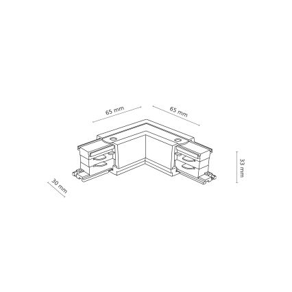 Σύνδεσμος ράγας για σποτ Ταφ 3 Καλωδίων TRACER γωνιακός λευκό