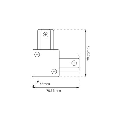 Σύνδεσμος - γωνία ραγα για φωτιστικά σποτ ράγας 1-φασική type L μαύρο