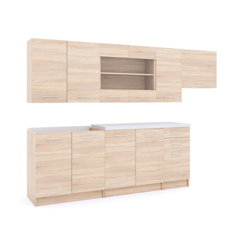 Σύνθεση κουζίνας MARISA 260 cm σε απόχρωση Sonoma δρυός