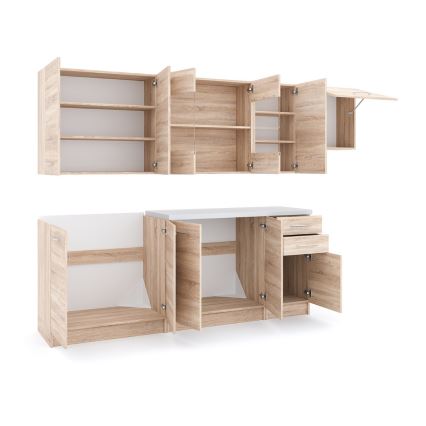 Σύνθεση κουζίνας MARISA 260 cm σε απόχρωση Sonoma δρυός