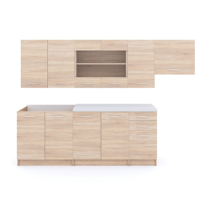 Σύνθεση κουζίνας MARISA 260 cm σε απόχρωση Sonoma δρυός