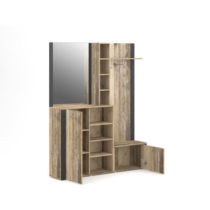 Σύνθεση εισόδου με καθρέφτη KEVIN καφέ/μαύρο