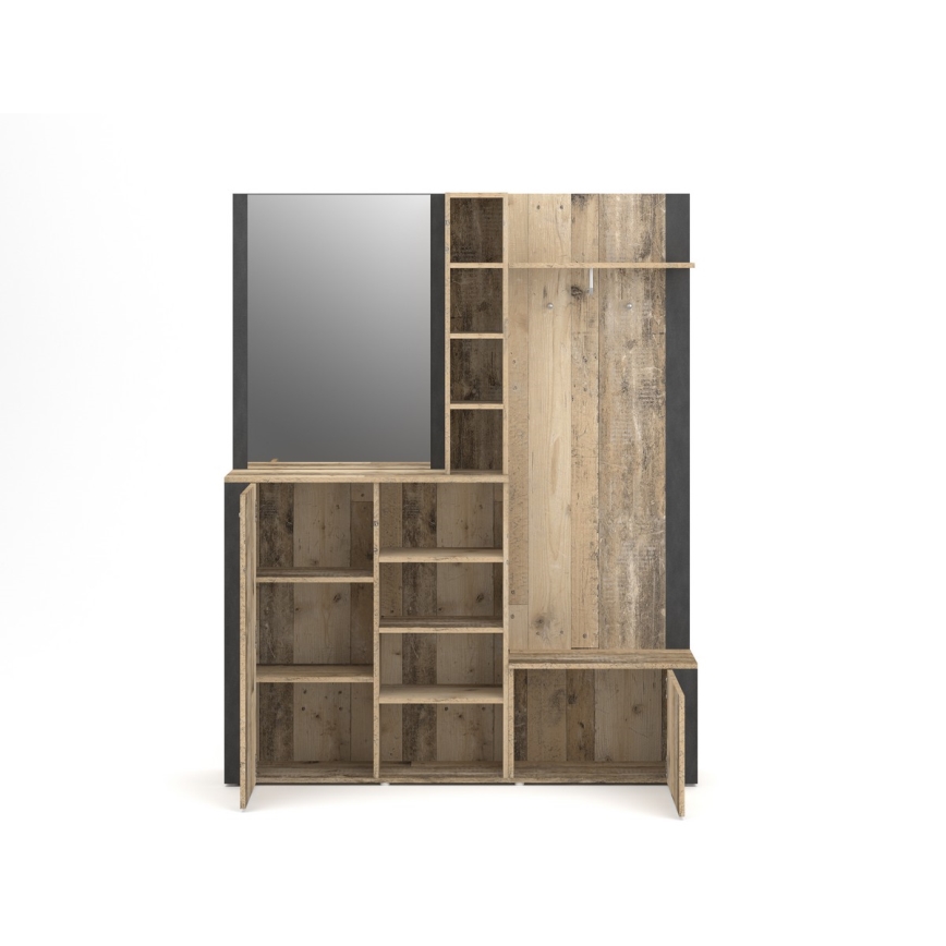 Σύνθεση εισόδου με καθρέφτη KEVIN καφέ/μαύρο