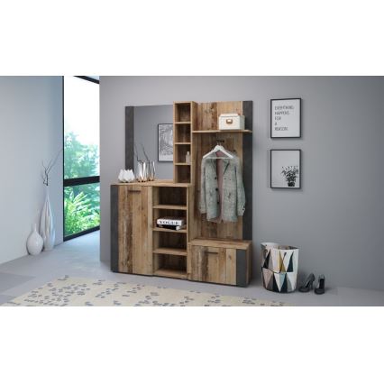 Σύνθεση εισόδου με καθρέφτη KEVIN καφέ/μαύρο