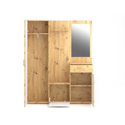 Σύνθεση εισόδου με καθρέφτη NOLAN, δρυς artisan/λευκό