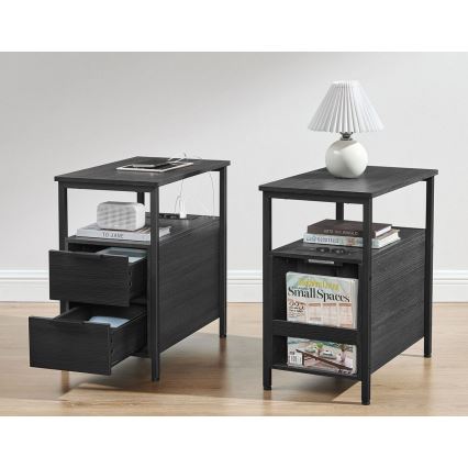 Συνοδευτικό τραπεζάκι με ενσωματωμένες πρίζες και θύρες USB ROD, μαύρο