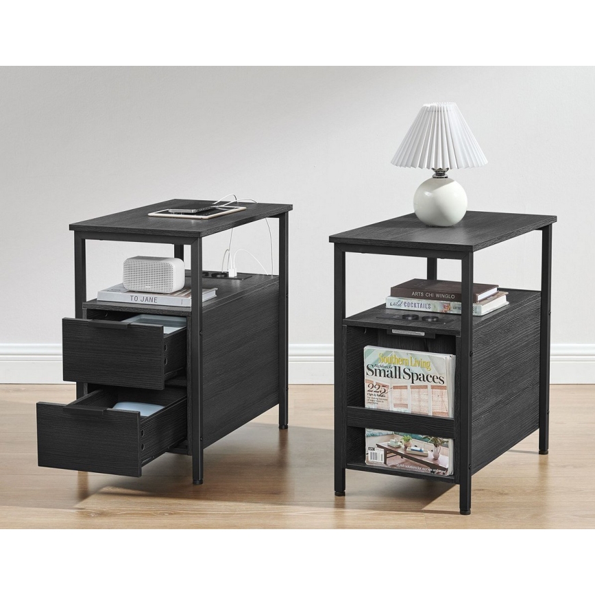 Συνοδευτικό τραπεζάκι με ενσωματωμένες πρίζες και θύρες USB ROD, μαύρο