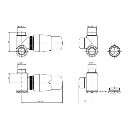 P.M.H. INTER-LB - Βαλβίδα με θερμοστατική κεφαλή INTER αριστερή/μαύρη