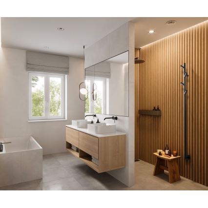 P.M.H. LS1B - Ηλεκτρική θερμαινόμενη πετσετοκρεμάστρα LISA 24W/230V 170 cm IP44 μαύρη