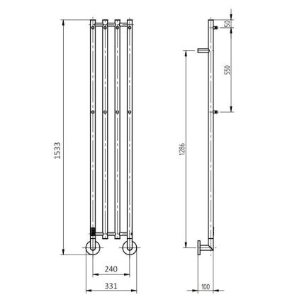P.M.H. MO1B-RK - Ηλεκτρική πετσετοκρεμάστρα MONA 93W/230V 153,3 cm IP44 μαύρη