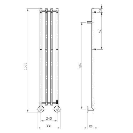 P.M.H. MO1SS-L - Ηλεκτρική θερμαινόμενη κρεμάστρα πετσετών MONA 93W/230V 153,3 cm IP44 γυαλισμένο ανοξείδωτο ατσάλι