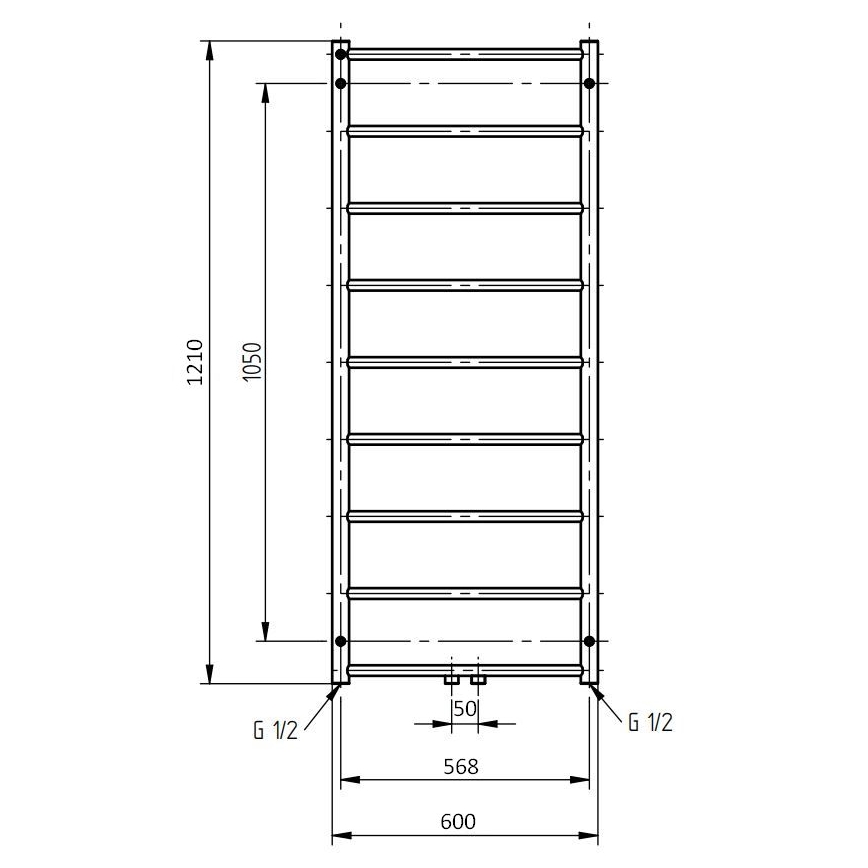 P.M.H. NS4C-M - Θερμαντικό σώμα-σκάλα για μπάνιο NAAS 222W 121 cm γυαλιστερό χρώμιο