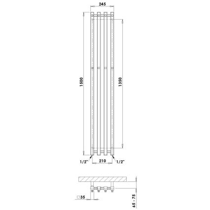 P.M.H. P2W/4 - Θερμαντικό σώμα-σκάλα για μπάνιο PLUTO 406W 150 cm λευκό