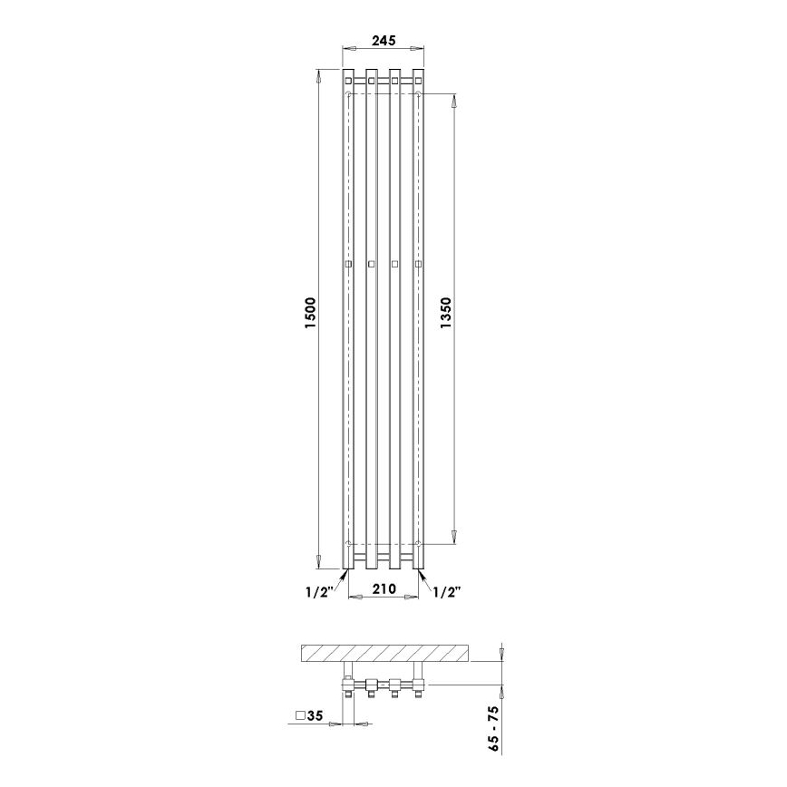 P.M.H. P2W/4 - Θερμαντικό σώμα-σκάλα για μπάνιο PLUTO 406W 150 cm λευκό
