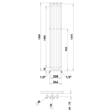 P.M.H. R2W - Θερμαντικό σώμα-σκάλα μπάνιου ROSENDAL 350W 150 cm λευκό