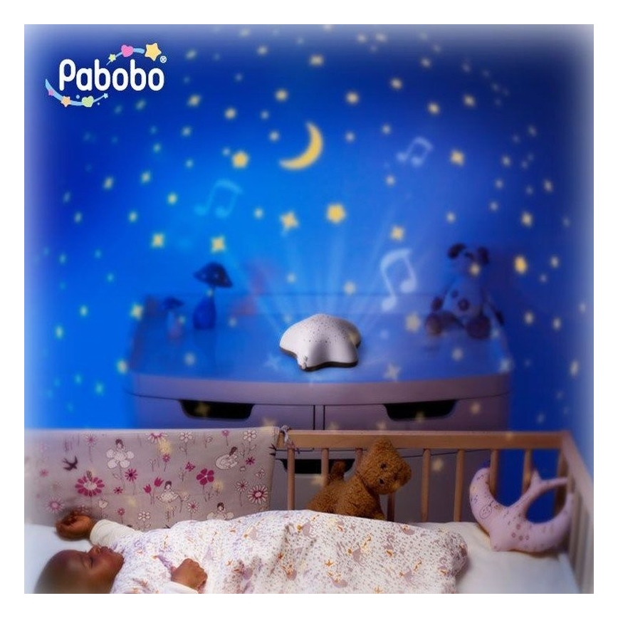 PABOBO - Προτζέκτορας με μελωδία STAR 3xAA ροζ