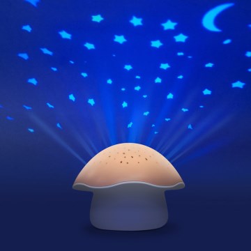 PABOBO - Προτζέκτορας με μουσική STAR MUSHROOM 3xAA ροζ σομον