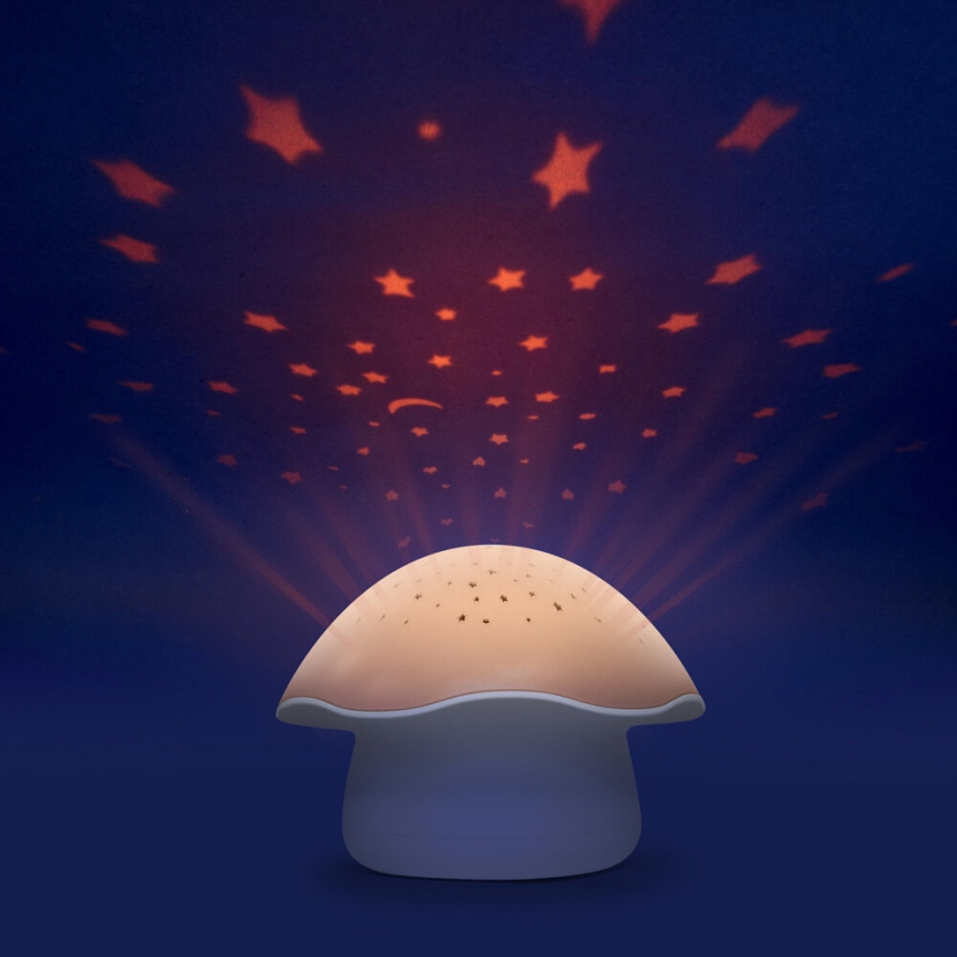 PABOBO - Προτζέκτορας με μουσική STAR MUSHROOM 3xAA ροζ σομον