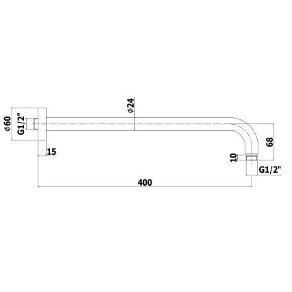 Paffoni - Στρογγυλός βραχίονας ντους 40 cm, μαύρος