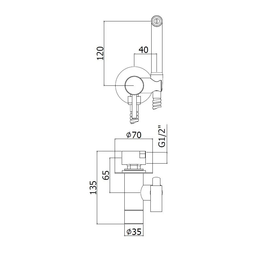 Paffoni - Σετ τοίχου με χειροκίνητο ψεκαστήρα μπιντέ για εντοιχισμένη εγκατάσταση KIT γυαλιστερό χρώμιο