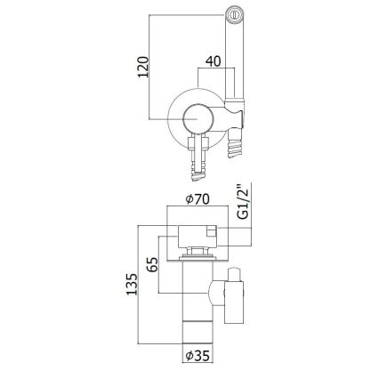 Paffoni - Επιτοίχιο σετ με χειροκίνητο ψεκαστήρα μπιντέ για εντοιχισμένη εγκατάσταση RINGO WEST μπρονζέ