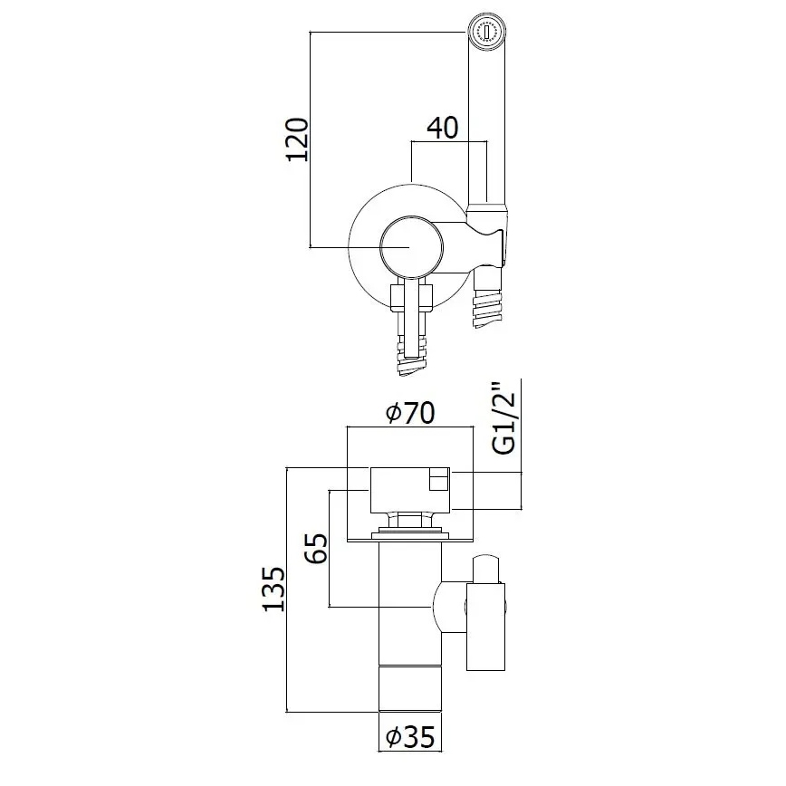 Paffoni - Επιτοίχιο σετ με χειροκίνητο ψεκαστήρα μπιντέ για εντοιχισμένη εγκατάσταση RINGO WEST μπρονζέ