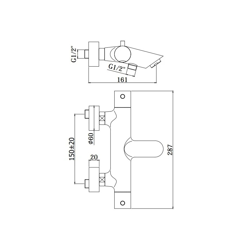 Paffoni - Σετ μπανιέρας LIGHT γυαλιστερό χρώμιο