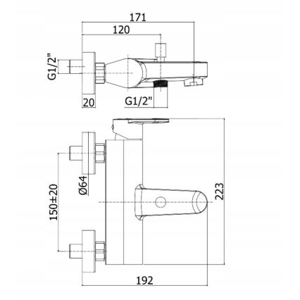 Paffoni - Σετ μπανιέρας με μπαταρία CANDY, γυαλιστερό χρώμιο
