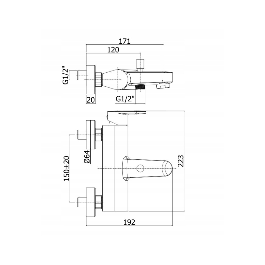 Paffoni - Σετ μπανιέρας με μπαταρία CANDY, γυαλιστερό χρώμιο