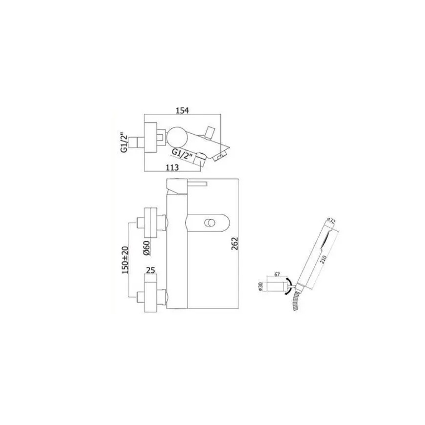 Paffoni - Σετ μπανιέρας με μπαταρία LIGHT σε βουρτσιστό χρυσό
