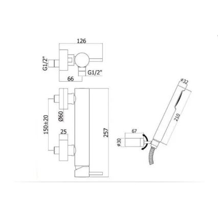 Paffoni - Σετ ντους με μίκτη LIGHT, ματ μαύρο