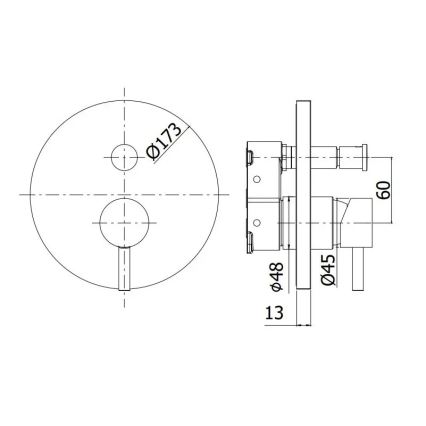 Paffoni - Εντοιχιζόμενος μίκτης ντους LIGHT, γυαλιστερό χρώμιο