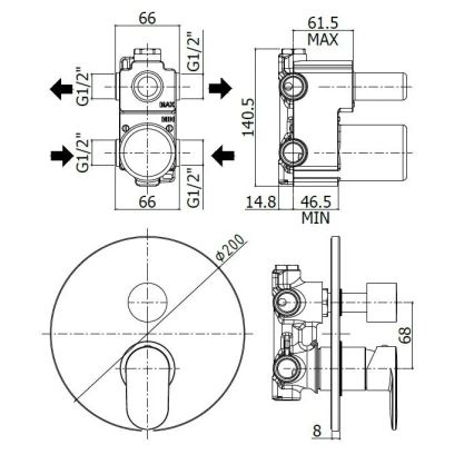Paffoni - Μίκτης ντους για εντοιχισμένη εγκατάσταση CANDY γυαλιστερό χρώμιο