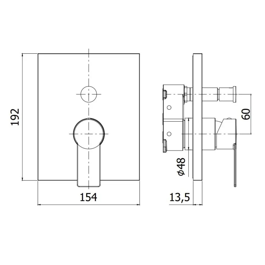 Paffoni - Μίκτης ντους για εντοιχισμένη εγκατάσταση TANGO, σε γυαλιστερό χρώμιο