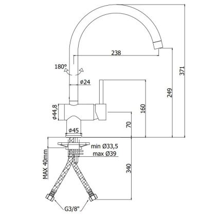 Paffoni - Μπαταρία κουζίνας LIGHT μαύρη