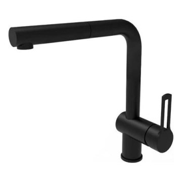 Paffoni - Μπαταρία κουζίνας με ανασυρόμενο ρουξούνι RINGO μαύρη