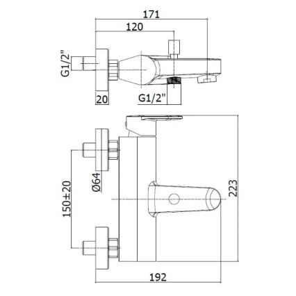 Paffoni - Μπαταρία μπανιέρας CANDY σε γυαλιστερό χρώμιο