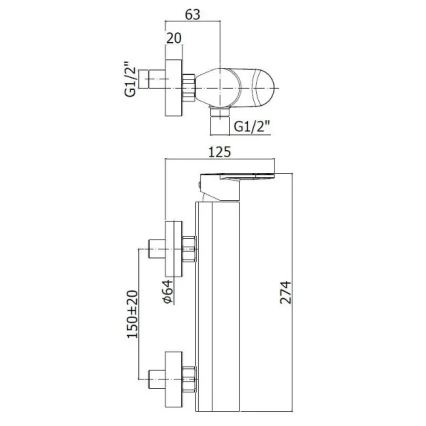 Paffoni - Μπαταρία μπανιέρας CANDY σε γυαλιστερό χρώμιο