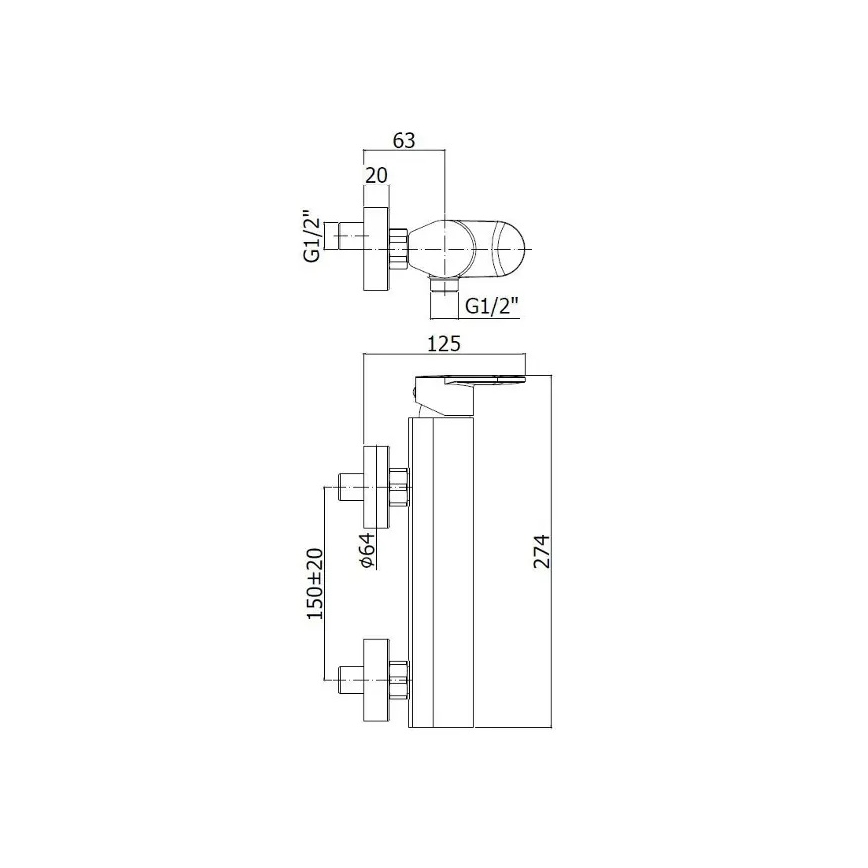 Paffoni - Μπαταρία μπανιέρας CANDY σε γυαλιστερό χρώμιο