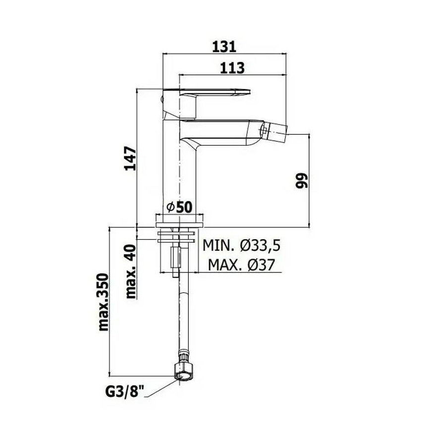 Paffoni - Μπαταρία μπιντέ CANDY σε γυαλιστερό χρώμιο