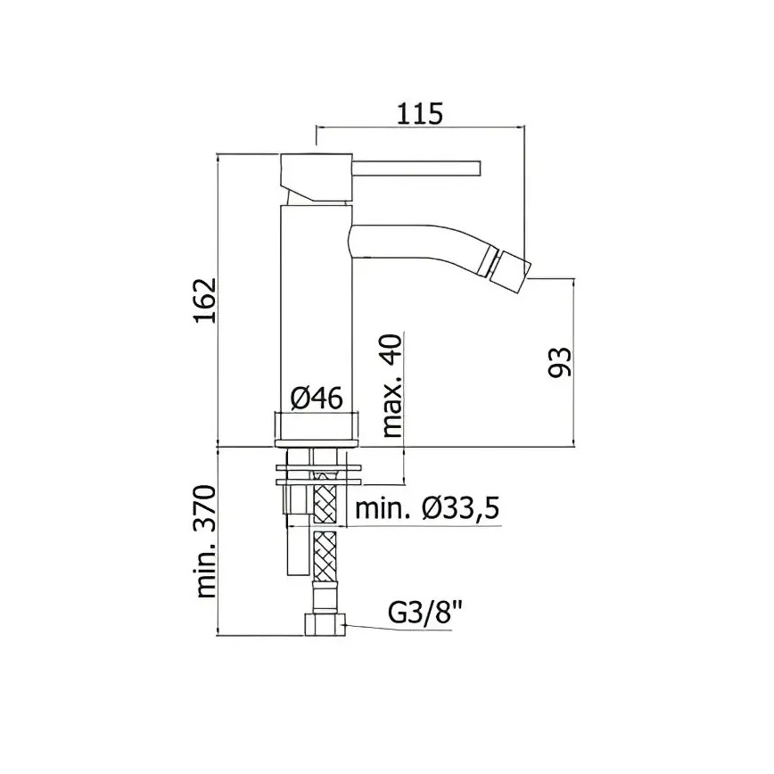 Paffoni - Μπαταρία μπιντέ LIGHT, μαύρη