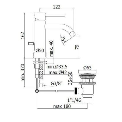 Paffoni - Μπαταρία νιπτήρα LIGHT μαύρη