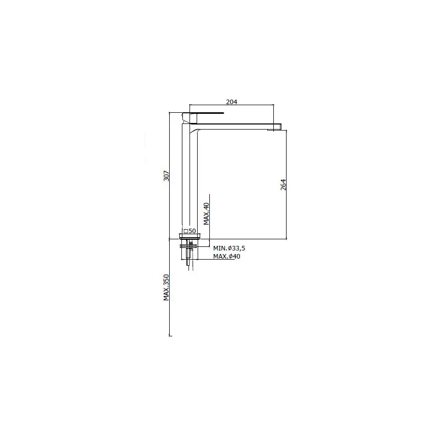 Paffoni - Μπαταρία νιπτήρα TANGO από ανοξείδωτο ατσάλι